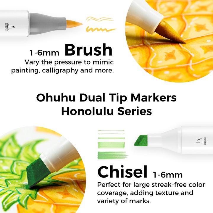 Actual product image Ohuhu Honolulu art markers (6 pcs.) - pastel colours (Pastel shades, 6 x)