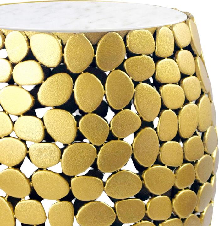 Produktbild FineBuy Beistelltisch rund 40cm Metall Couchtisch Marmor Alu Wohnzimmertisch Dekotisch