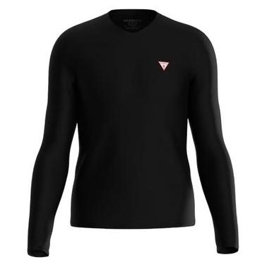 Guess, Mannen, T-shirts, Herren Langarmshirt Vn Ls Core Tee Schwarz, Zwart, (Xxl)