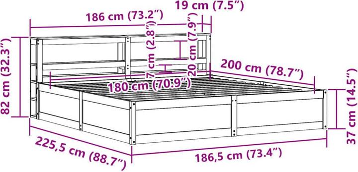 Actual product image vidaXL Bettrahmen (180 x 200 cm)