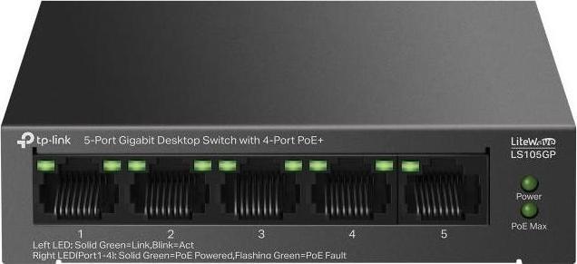 Produktbild TP-Link 5-Port Gigabit Desktop Switch mit 4 PoE+ Ports, lüfterlos (5 Ports)