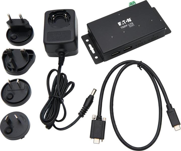 Actual product image Eaton Industrial-Grade 4-Port USB Hub USB 3.1 Gen 2 10Gbps 2 USB-A & 2 USB-C Ports 15kV ES (USB-C, 4 ports)