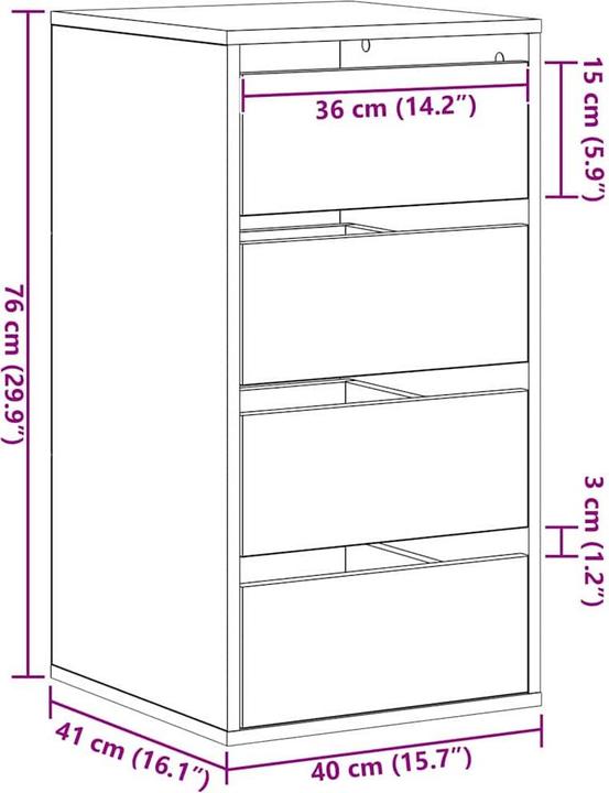 Image du produit vidaXL Schubladenschrank (40 x 41 x 76 cm)