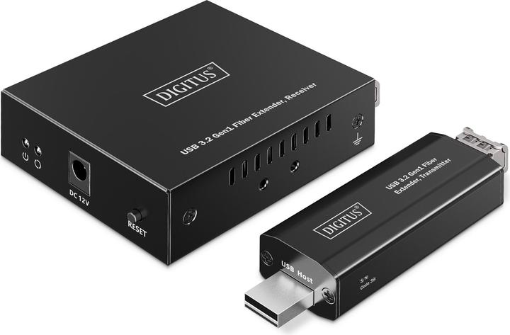 Digitus USB 3.2 Gen1 Fiber Extender, 5 Gbps, 4 Ports: 3x USB-A / 1x USB-C, 300m