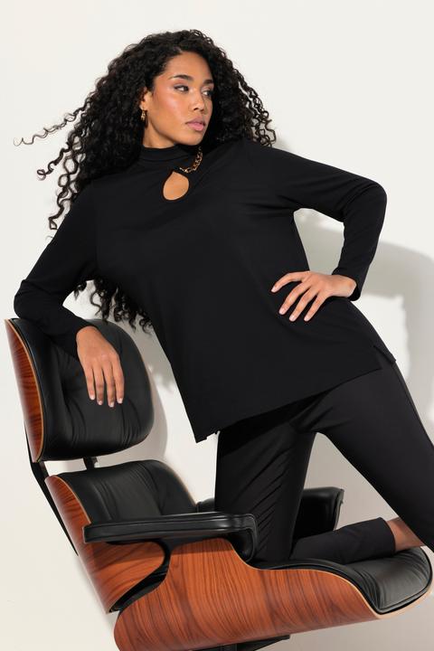 Produktbild Ulla Popken Shirt, Cut-Out, Kette, Stehkragen, Langarm (46, 48)