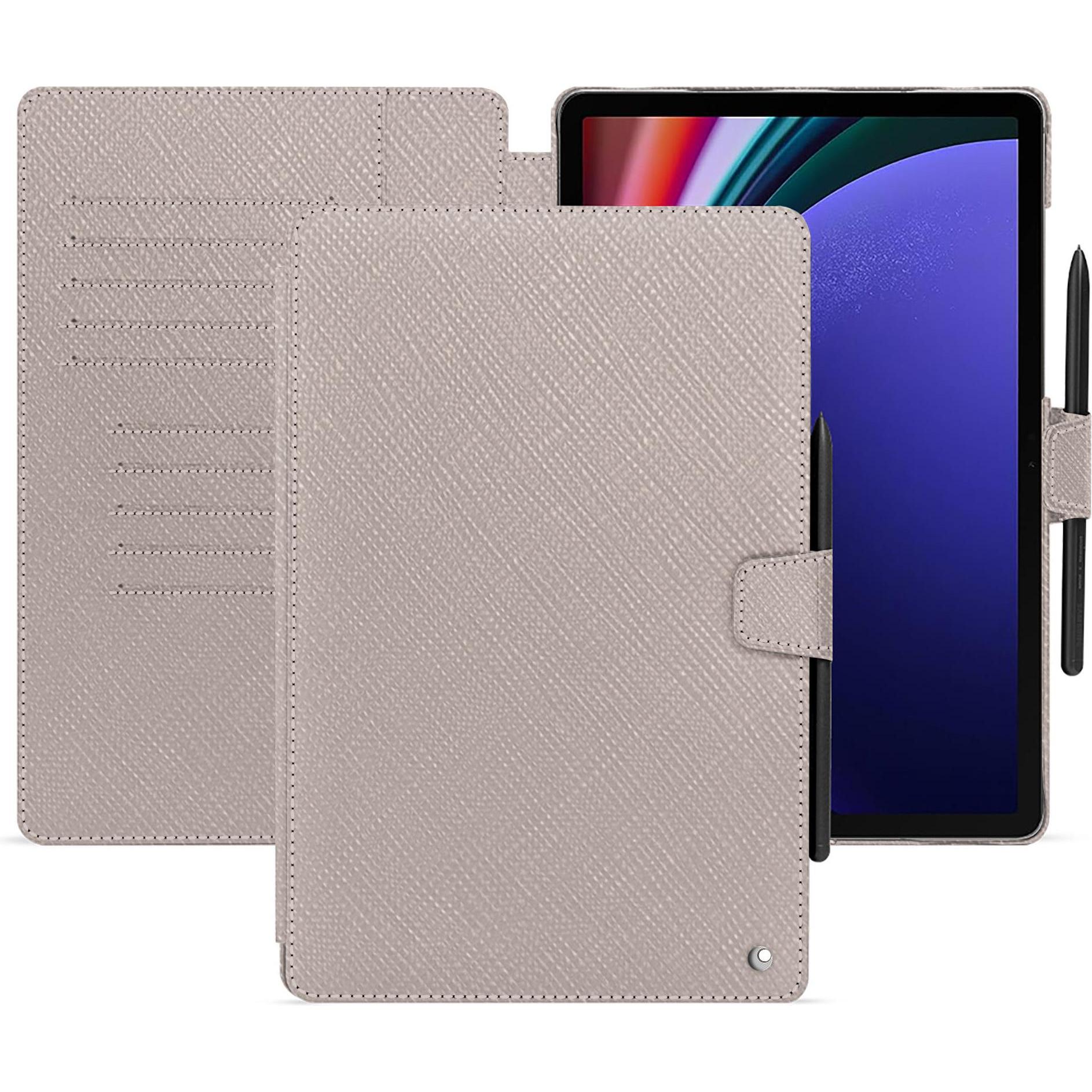 Thumbnail - Noreve Lederschutzhülle Samsung Galaxy Tab S9+ (Galaxy Tab S9+), Tablet Hülle, Beige