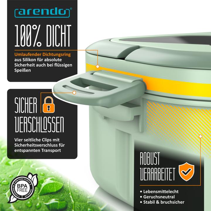 Actual product image Arendo Lunch box Bento box with cutlery & compartments