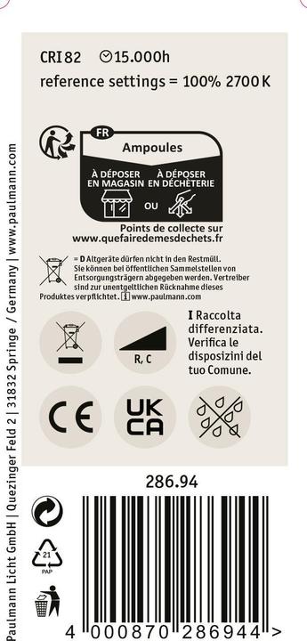 Image du produit Paulmann Tube (E14, 250 lm, 1x)