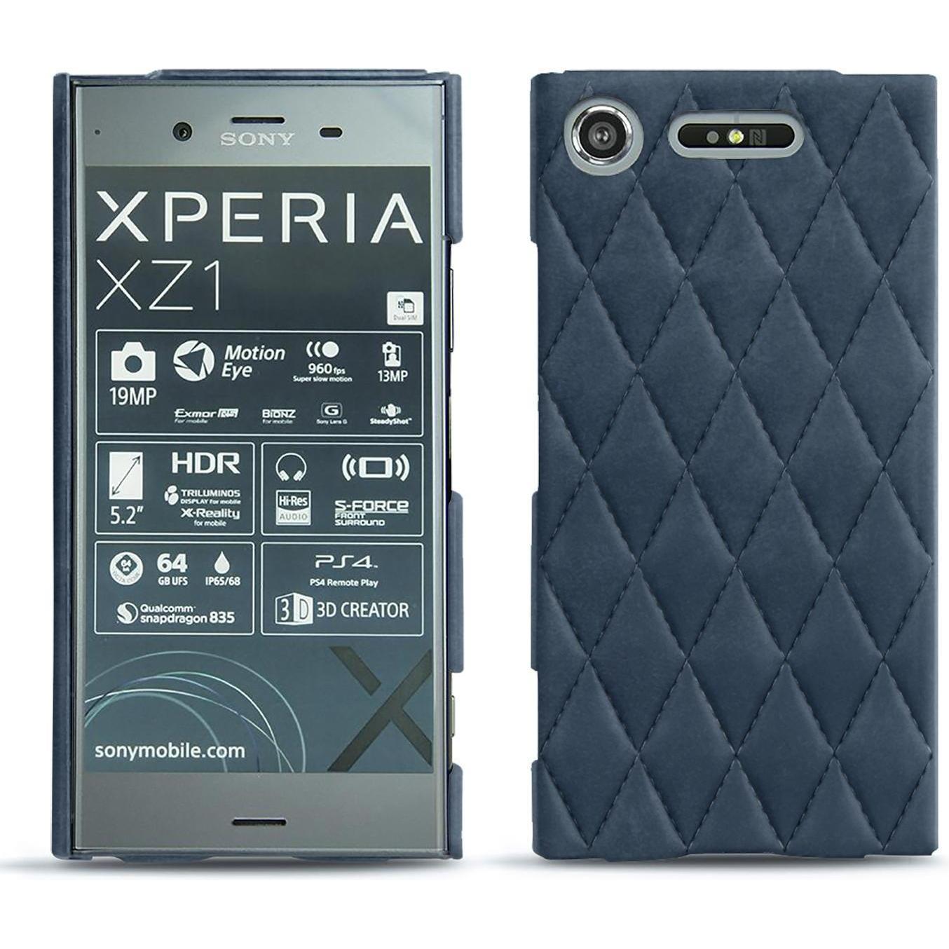 Noreve Lederschutzhülle (Sony Xperia XZ1), Smartphone Hülle, Blau