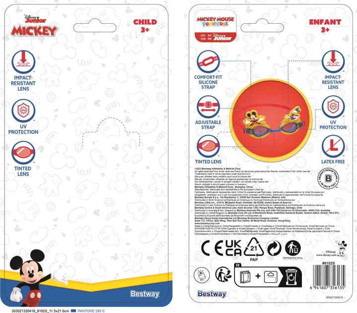 Actual product image Bestway Disney® Mickey Mouse & Donald Duck swimming goggles from 3 years old