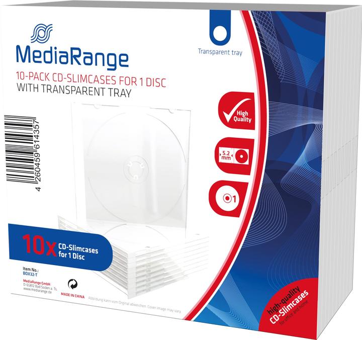 MediaRange Manicotto CD vuoto stretto per 2 Dics transpa. 10x