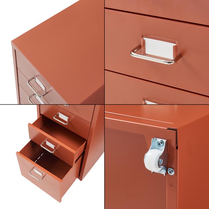 Produktbild En.Casa Rollcontainer Kökar mit 5 Schubladen 69x28x41 cm Ziegelrot (69 x 28 x 41 cm)