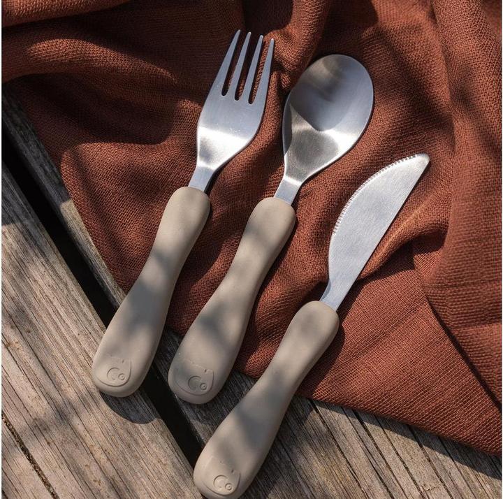 Actual product image Sebra Cutlery set, silicone, Fanto, jetty beige