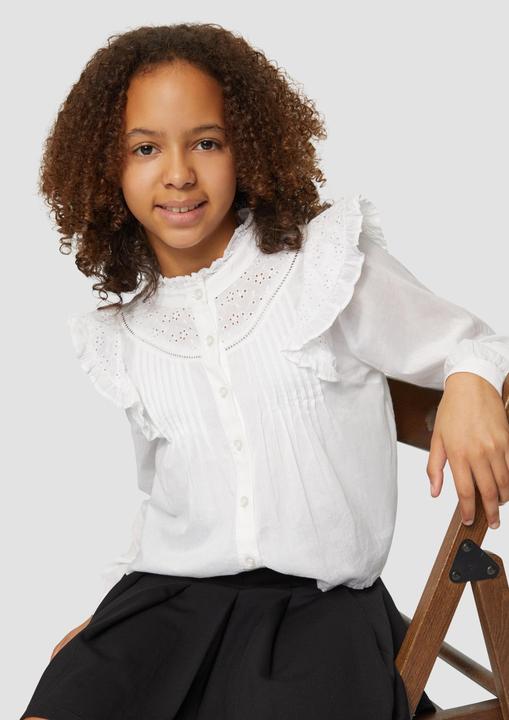 Immagine prodotto S.Oliver Bluse Verkürzte Bluse mit Lochstickerei und Rüschen (M)