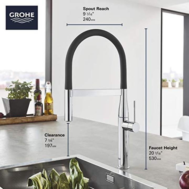 Actual product image Grohe Essence New Single Handle Kitchen Faucet with Magnetic Docking Spray Head