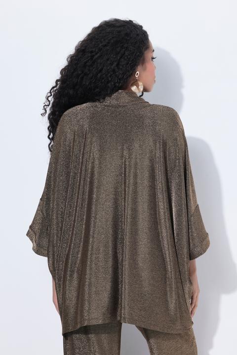 Immagine prodotto Ulla Popken Maglia dal taglio oversize con effetto glitter, collo dolcevita e mezze maniche (58, 60, 62)
