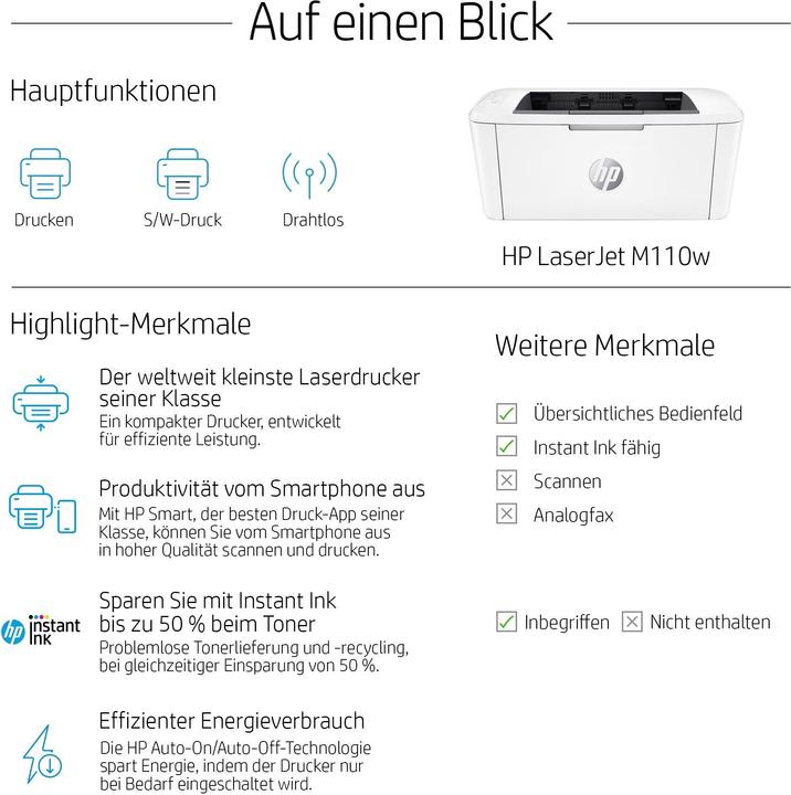 Actual product image HP LaserJet M110w (Laser, Black and white)