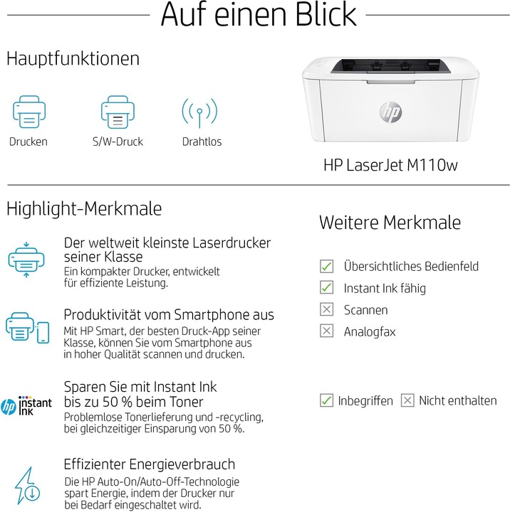 Produktbild HP LaserJet M110w (Laser, Schwarz-Weiss)