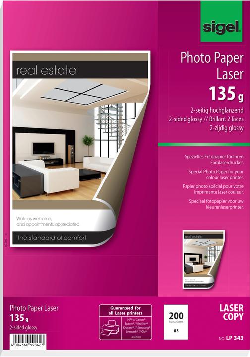 Immagine prodotto Sigel Carta fotografica laser (135 g/m², A3, 200 x)