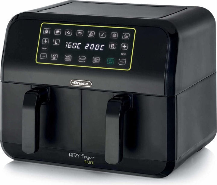 Immagine prodotto Ariete 4623 Airy Fryer Dual, Friggitrice ad aria con doppio cestello, 1700 W, Capacità 8L, 3 Funzioni di co