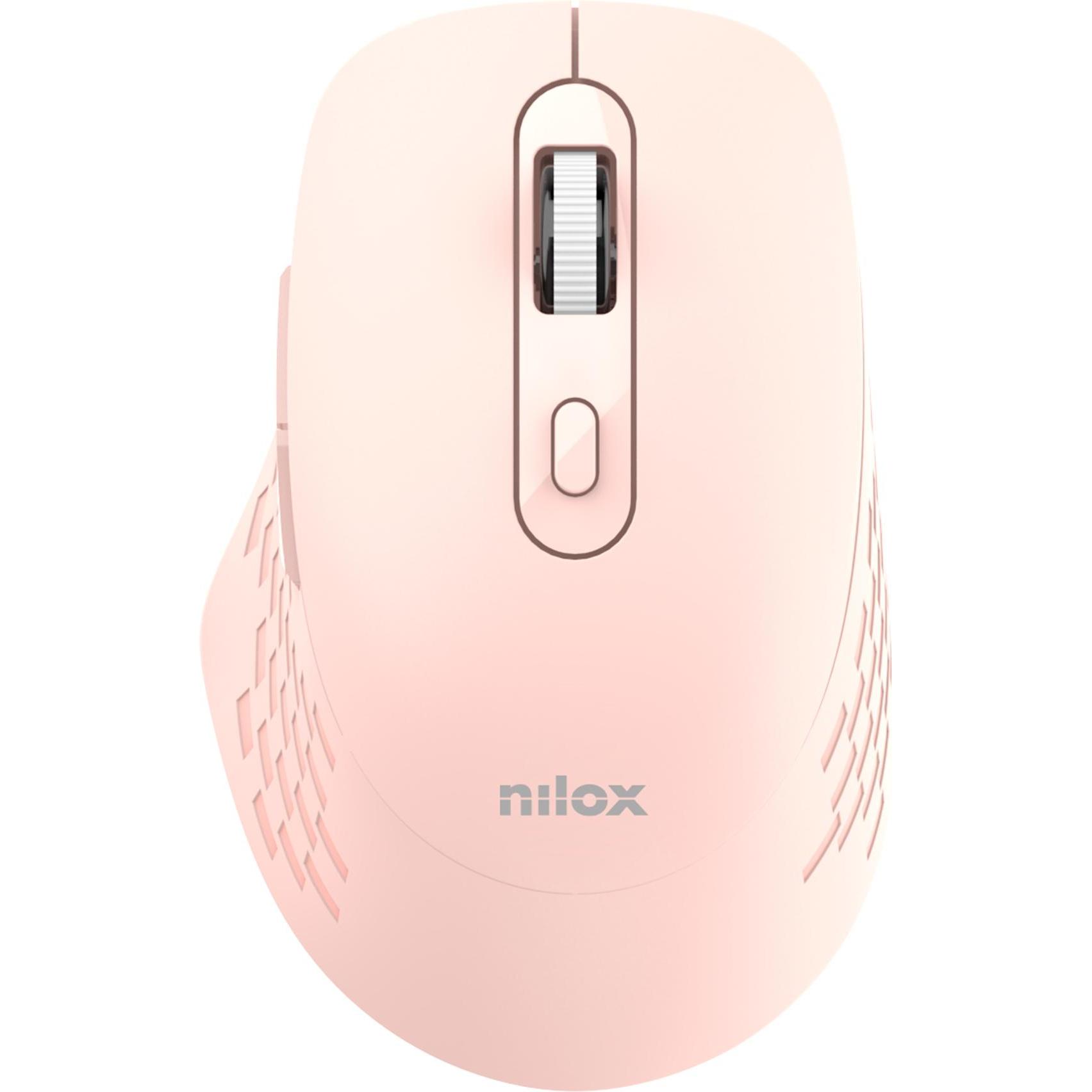 Nilox Raton Dual Wireless 1600 Dpi Rosa (Senza fili), Mouse, Pink