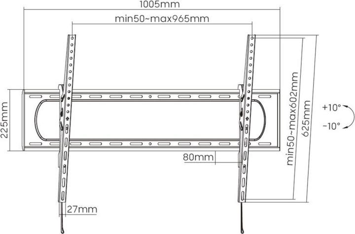 Image du produit equip Support mural 60"-120"/120kg 1TFT fixe (Mur, 120 kg, 60" - 120")