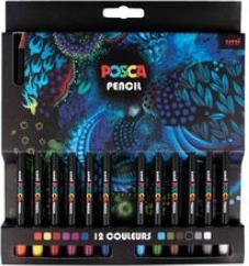 Produktbild Posca Buntstifte KPE200, 6er Kartonetui (Schwarz, 6 x)