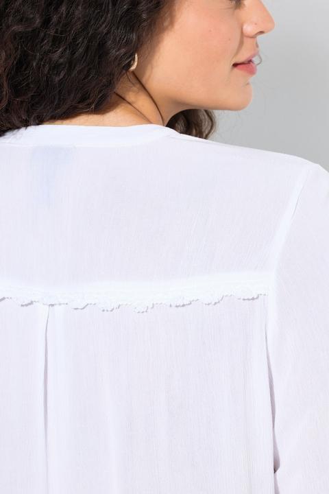 Immagine prodotto Ulla Popken Blusa dal taglio svasato con ricami, scollo a girocollo e maniche lunghe (42, 44)