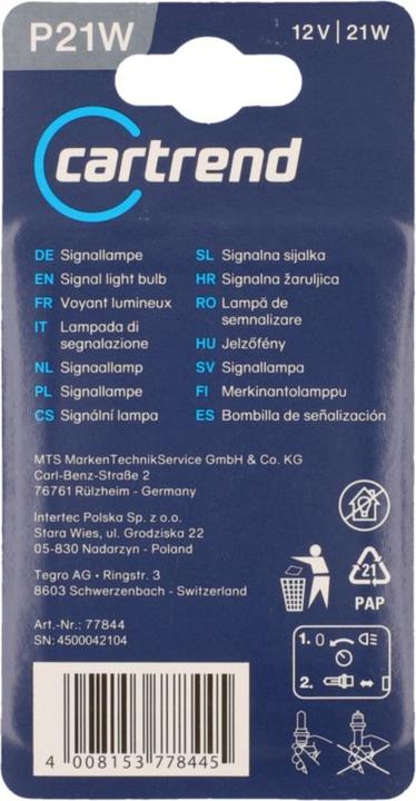 Nährwerte und Zutaten Unitec Standard Leuchtmittel (P21W)