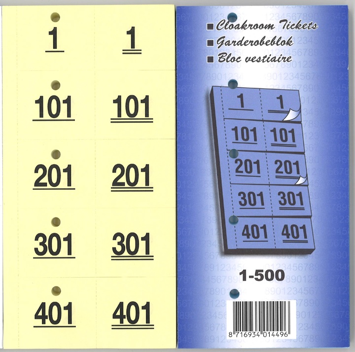 Image du produit Holland Bingo Ticket de vestiaire avec trou 1-500