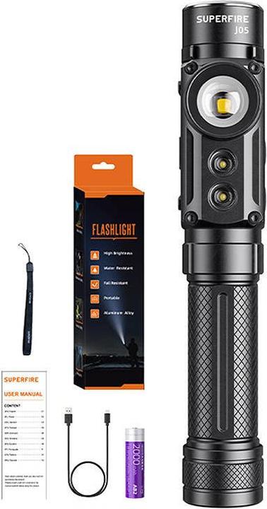 Actual product image Superfire Latarka J05, 380+450lm (14.80 cm, 830 lm)