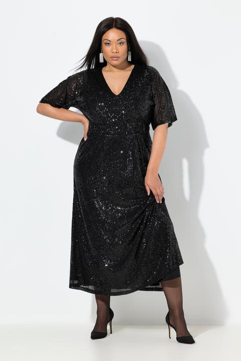 Image du produit Ulla Popken Robe maxi à paillettes, coupe trapèze (48)
