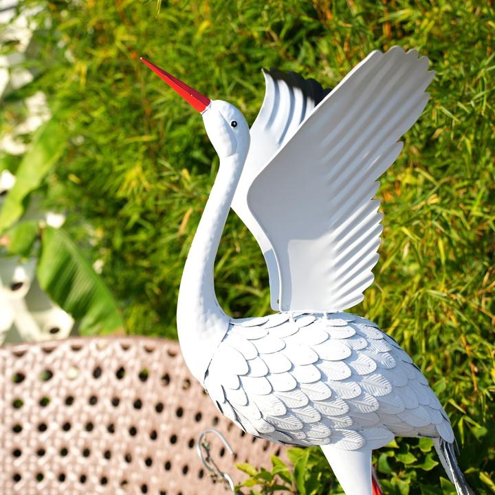 Produktbild Hermex Kranich Metall Dekofigur Gartendekoration Gartenfigur Gartenskulptur
