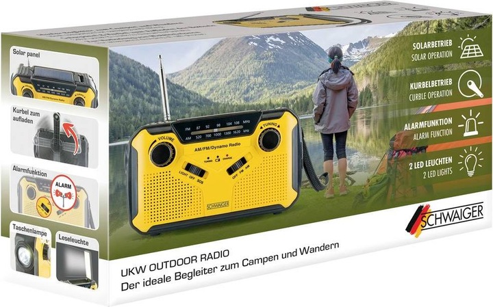 Actual product image Schwaiger Solar Crank Radio with LED Light (AM, FM)