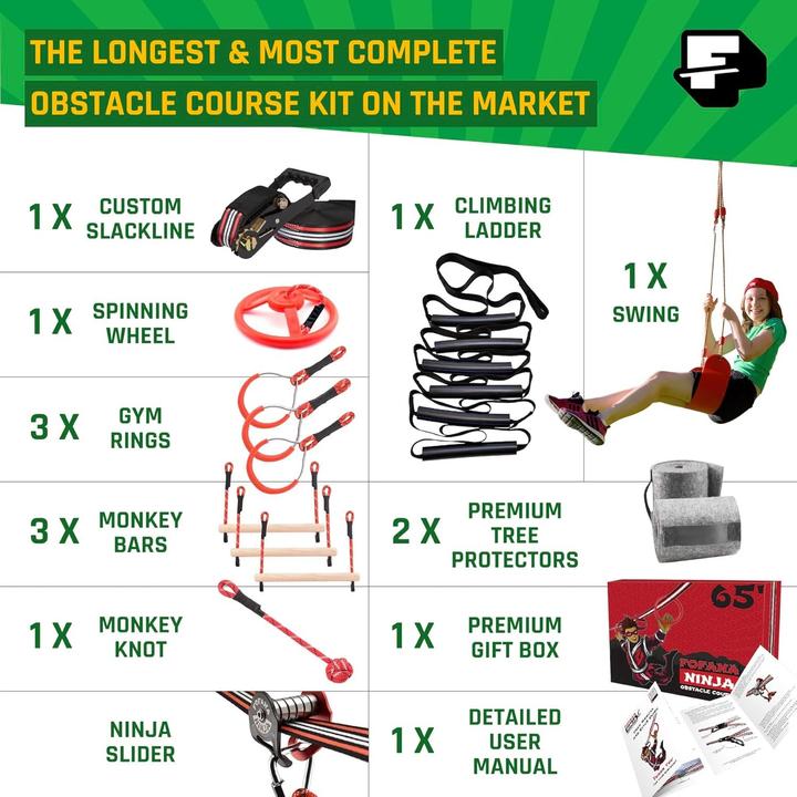 Actual product image Fofana Ninja Warrior Obstacle Course - 45 pieces (20 m)
