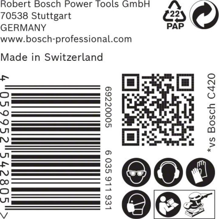 Immagine prodotto Bosch Professional Zubehör Expert C470 Carta vetrata con 14 fori per levigatrice orbitale, 115 x 230 mm, G 40, 50 pz. (40)