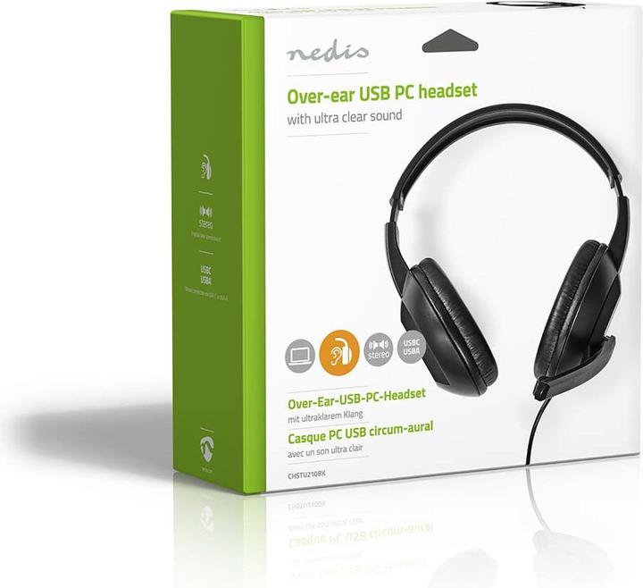 Immagine prodotto Nedis Cuffie per PC Over-Ear - Nero (Cablato, USB-A, Team Microsoft, Zoom)