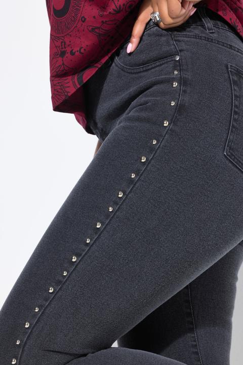 Immagine prodotto Studio Untold Mom jeans con rivetti decorativi, cinque tasche e cintura elastica (46)