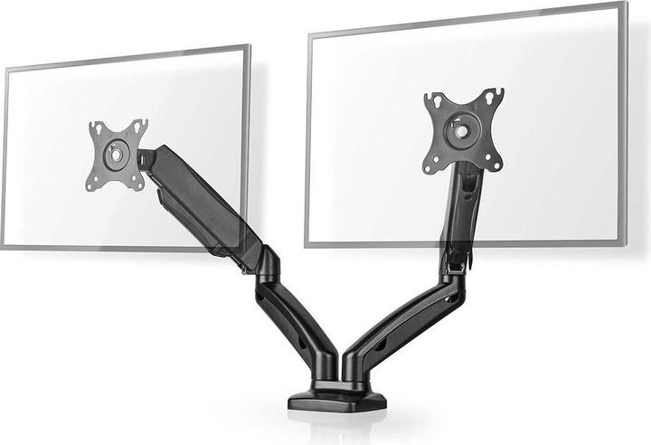 Nedis Supporto per monitor da scrivania | Molla a gas | 2 schermi | 15 - 32" | 75x75 / 100x100 | Vol. (Tavolo, 32")
