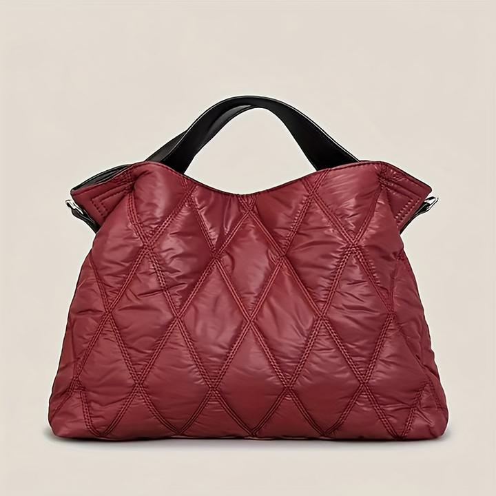 Only-Bags.Store Trendy Puffer gesteppte Tote Bag, Rhombus Nylon Umhängetasche, weich gepolsterte Handtasche