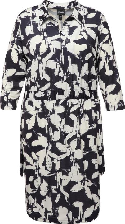 Immagine prodotto Ulla Popken Abito di jersey con foglie, collo da camicia e maniche a 3/4 (42, 44)