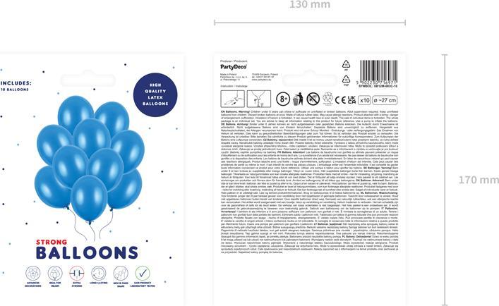 Produktbild Partydeco Strong Balloons 27cm, Metallic Blue (1 pkt / 10 pc.) (10 x)