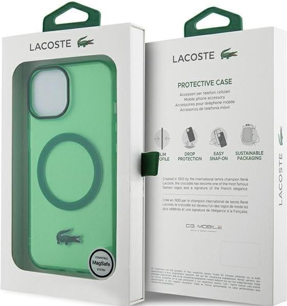 Immagine prodotto Lacoste LCHMP15SULON Custodia rigida iPhone 15 6.1" zielony/verde trasparente MagSafe (Apple iPhone 13, Apple iPhone 15)