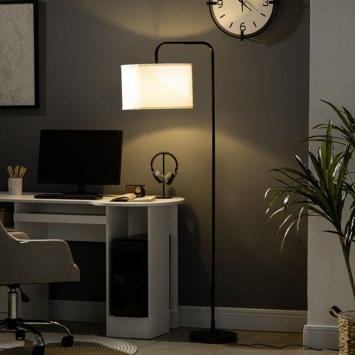 Actual product image Swisshandel24 Stehlampe Wohnzimmer Stehleuchte mit Stoff-Lampenschirm, Fussschalter, Weiss (E27)