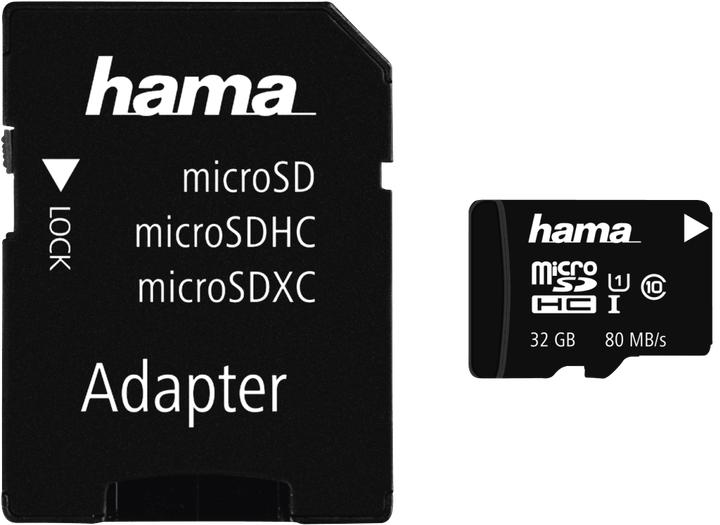 Actual product image Hama Class 10 UHS-I 80MB (32 GB, microSDHC, U1, UHS-I)