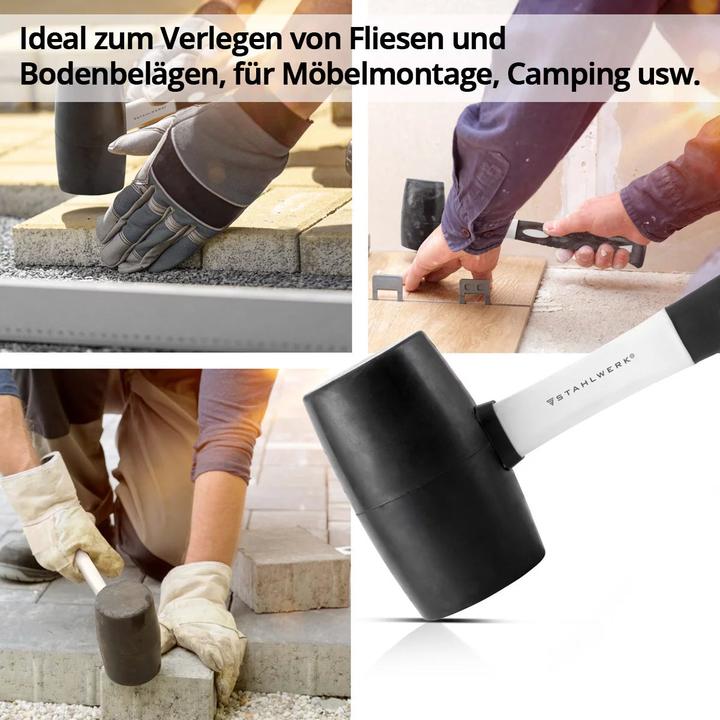 Produktbild Stahlwerk Hammer 4er Set Klauenhammer, Maurerhammer, Latthammer und Gummihammer (750 g)