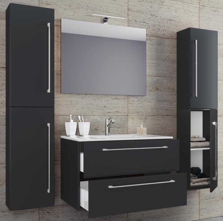 Image du produit VCM Meuble vasque 4 pièces Meuble vasque Badinos 2 tiroirs Miroir