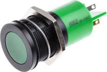 Actual product image RS PRO Green LED flat lens black plastic,230Vac