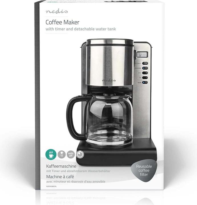 Immagine prodotto Nedis Capacità massima della caffettiera: 1,5 l Numero di tazze per volta: 12 Mantenere in caldo (Spina UE)