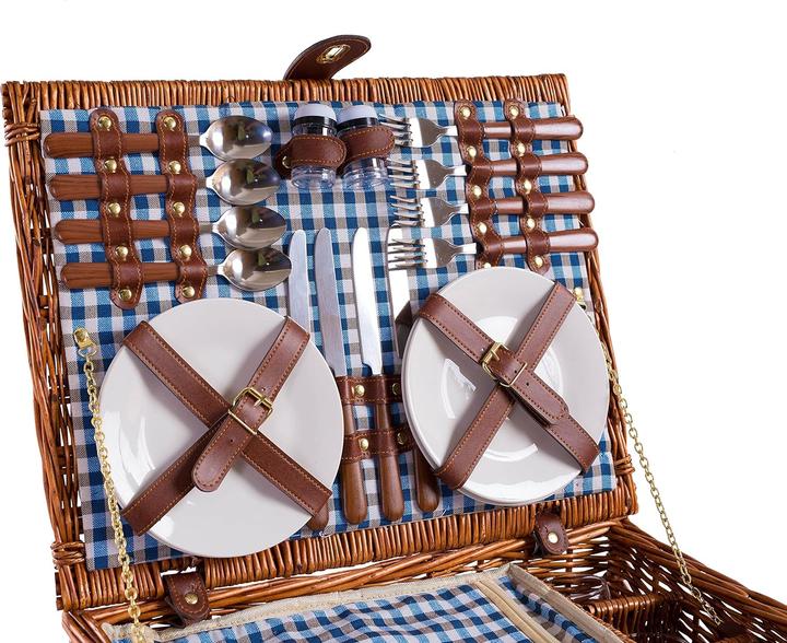 Actual product image EGenuss Handgefertigter Picknickkorb für 4 Personen